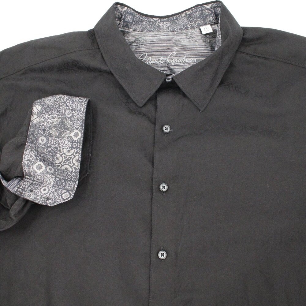 Robert Graham Shirt Mens 3XL Long Sleeve Black Flip Cuff Button Up baroque